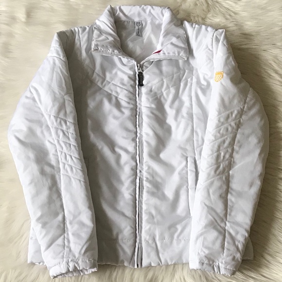 white puffer ski jacket